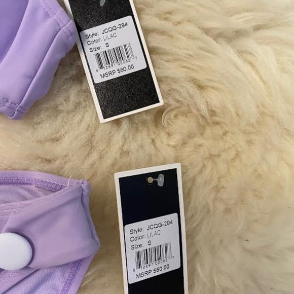 NWT 120 JUICY COUTURE Black Label Women Pastel Lilac Button-Accent Bikini Set - Picture 3 of 9